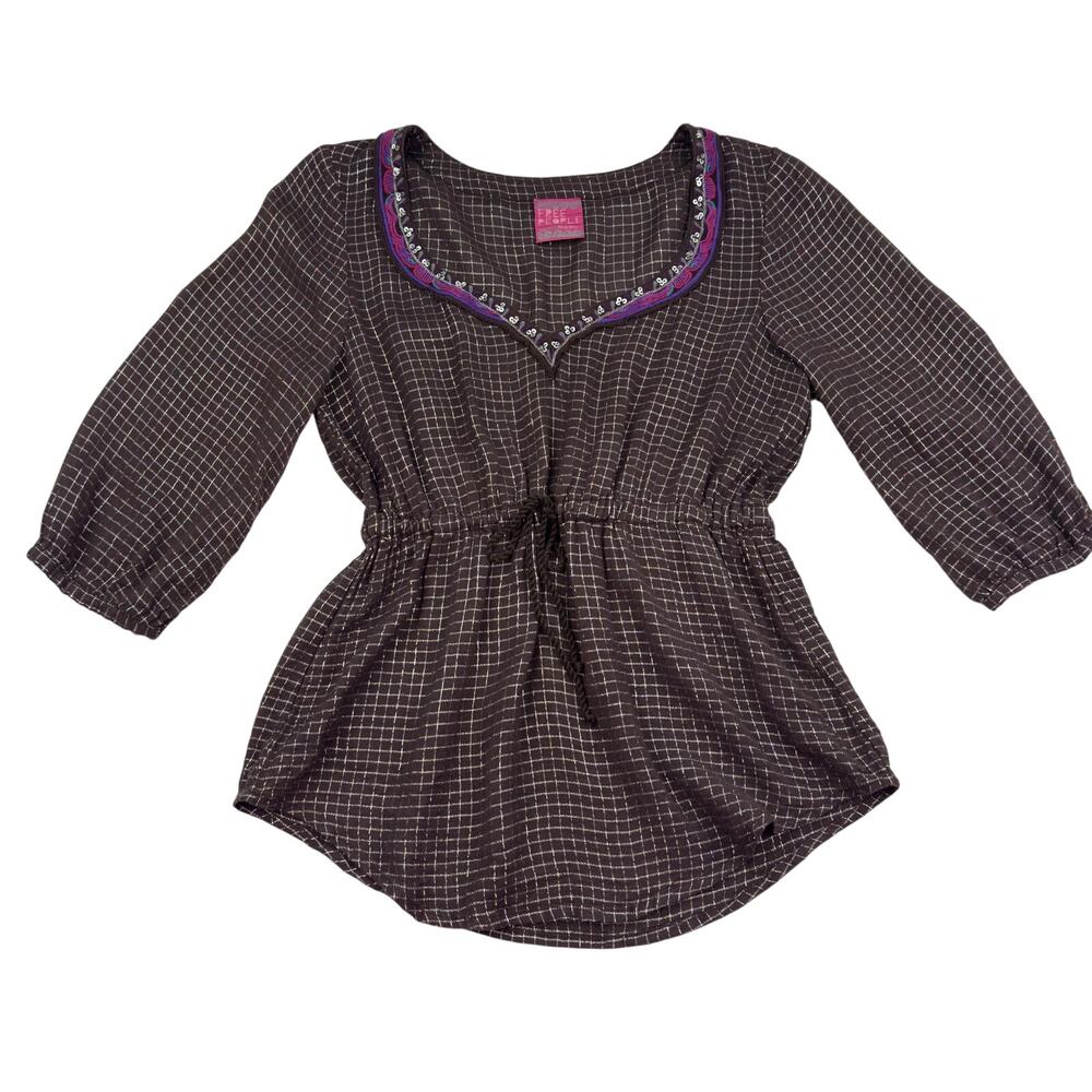 Free People Vintage Boho Hippie Festival Lightweight Babydoll Top Women's XS